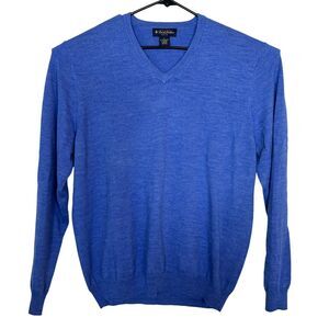 Brooks Brothers 346 Merino Wool Blend Sweater Mens L Blue Long Sleeve Stretch
